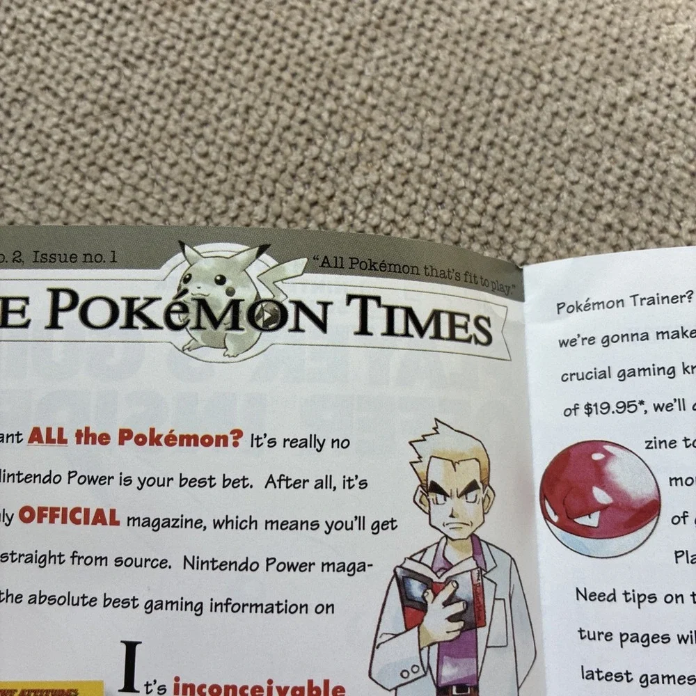 Pokémon Yellow Nintendo Power Player's Guide Offer Insert DMG-APSE-USA